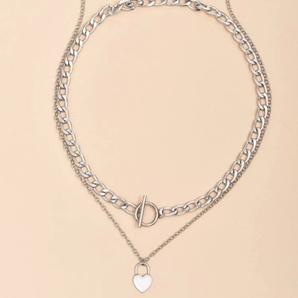 💋 Heart ❤️ Charm Rolo Choker chain